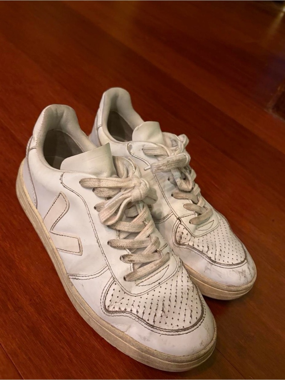 Veja White Leather Low-Top Sneakers